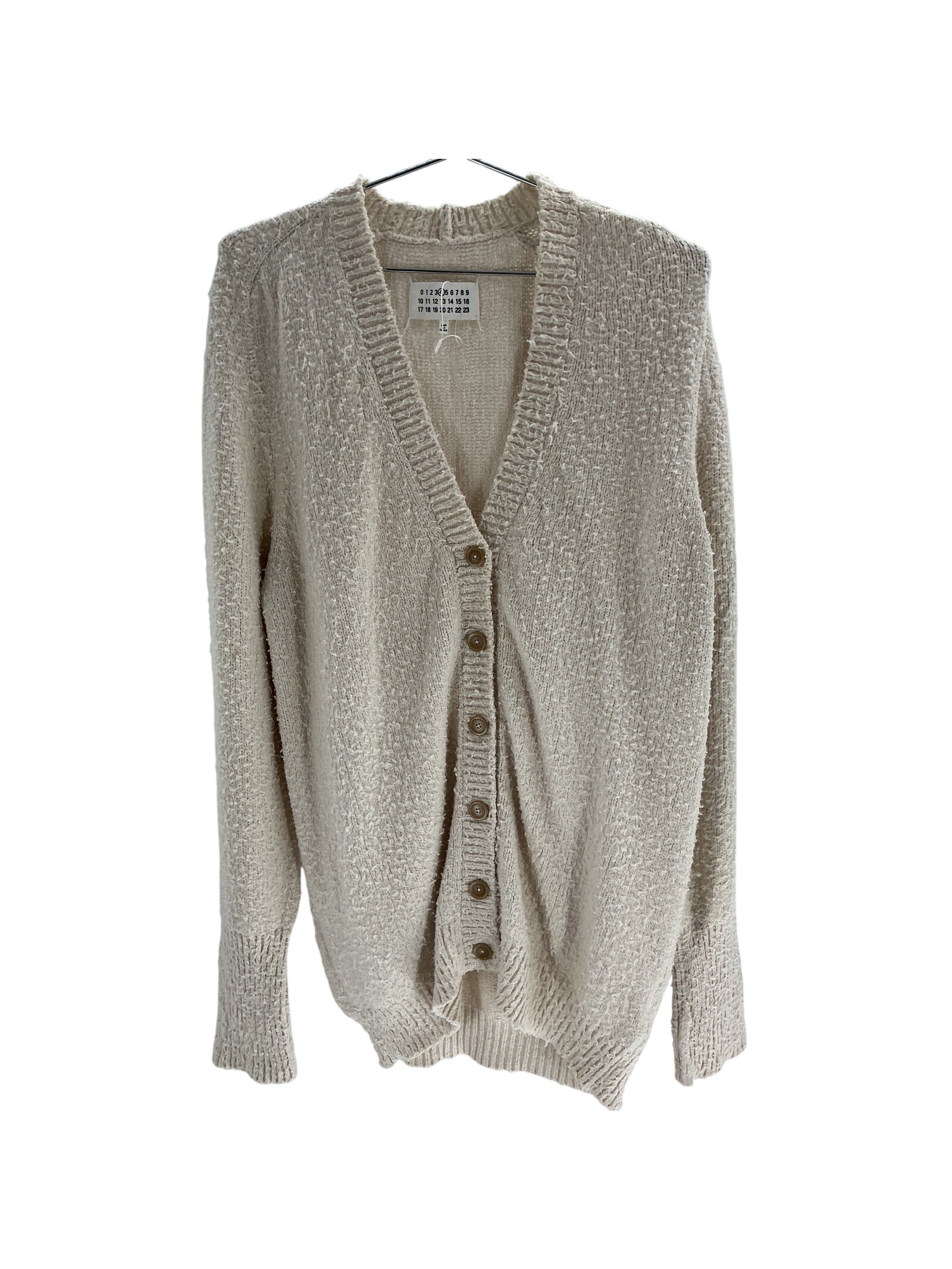 Maison Margiela Textured Ivory V Neck Cardigan Size Xs